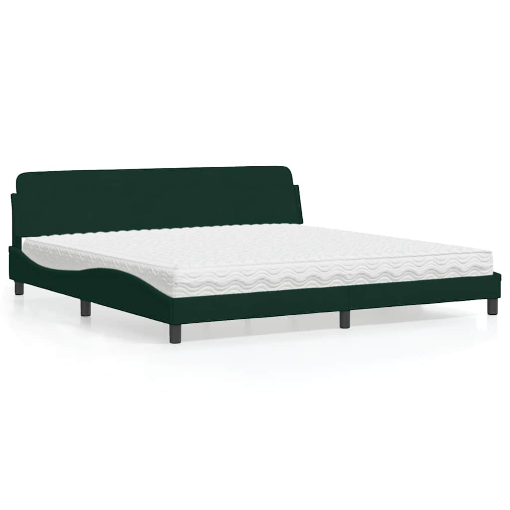Krevet s madracem Dover tamnozeleni 200x200 cm baršunasti