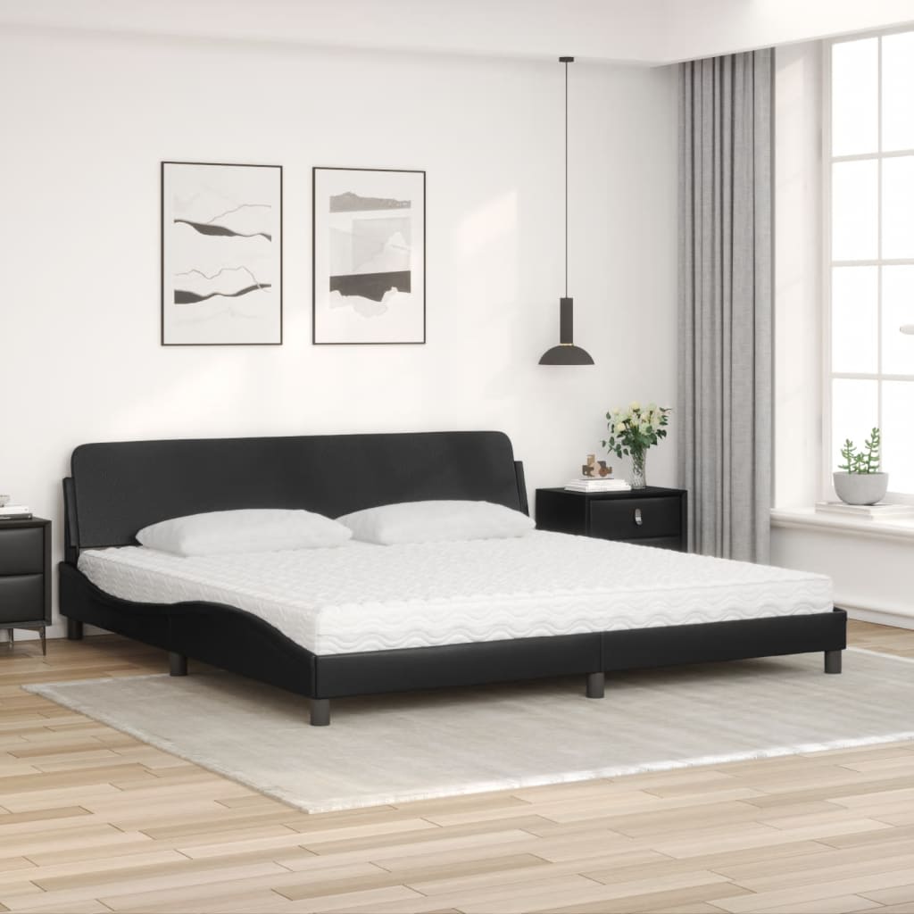 Krevet s madracem Dover crni 200x200 cm od umjetne kože