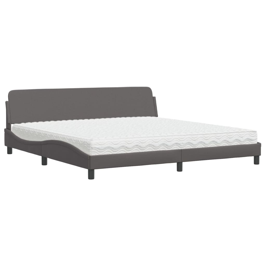 Krevet s madracem Dover sivi 200 x 200 cm od umjetne kože