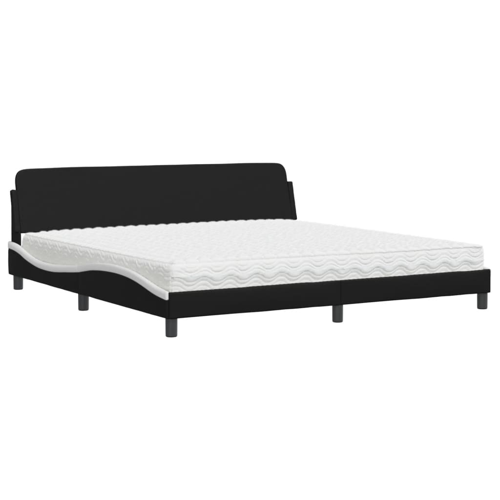 Krevet s madracem Dover crno-bijeli 200 x 200 cm od umjetne kože
