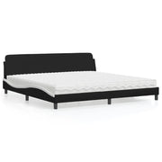 Krevet s madracem Dover crno-bijeli 200 x 200 cm od umjetne kože