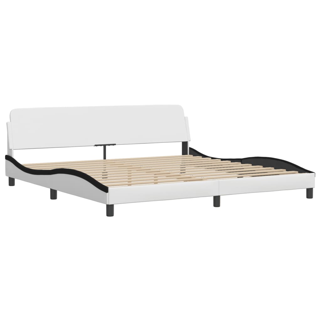 Krevet s madracem Dover bijeli-crni 200 x 200 cm od umjetne kože