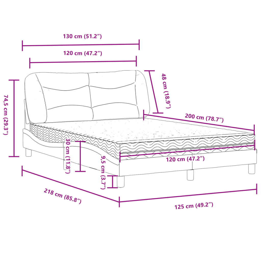 Krevet s madracem Hvar krem 120 x 200 cm od tkanine