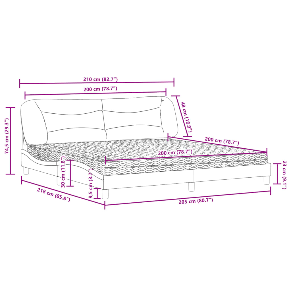 Krevet s madracem Hvar smeđesivi 200x200 cm od tkanine