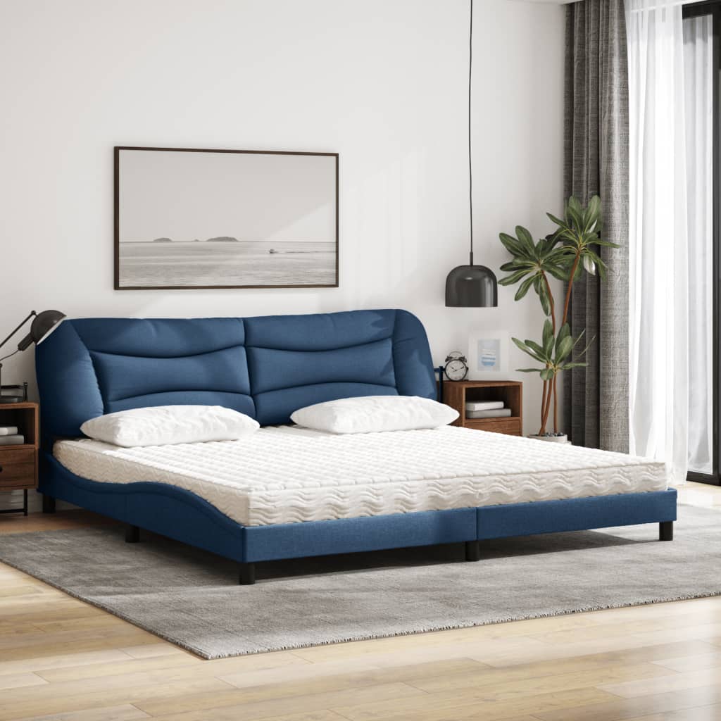 Krevet s madracem Hvar plavi 200 x 200 cm od tkanine