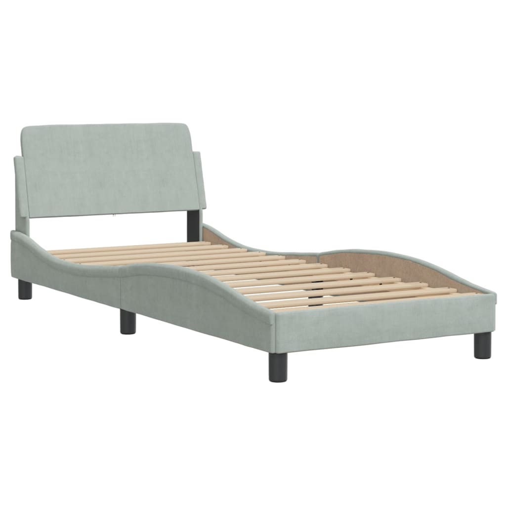 Krevet s madracem Hanko svjetlosivi 80 x 200 cm baršunasti