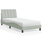 Krevet s madracem Hanko svjetlosivi 80 x 200 cm baršunasti