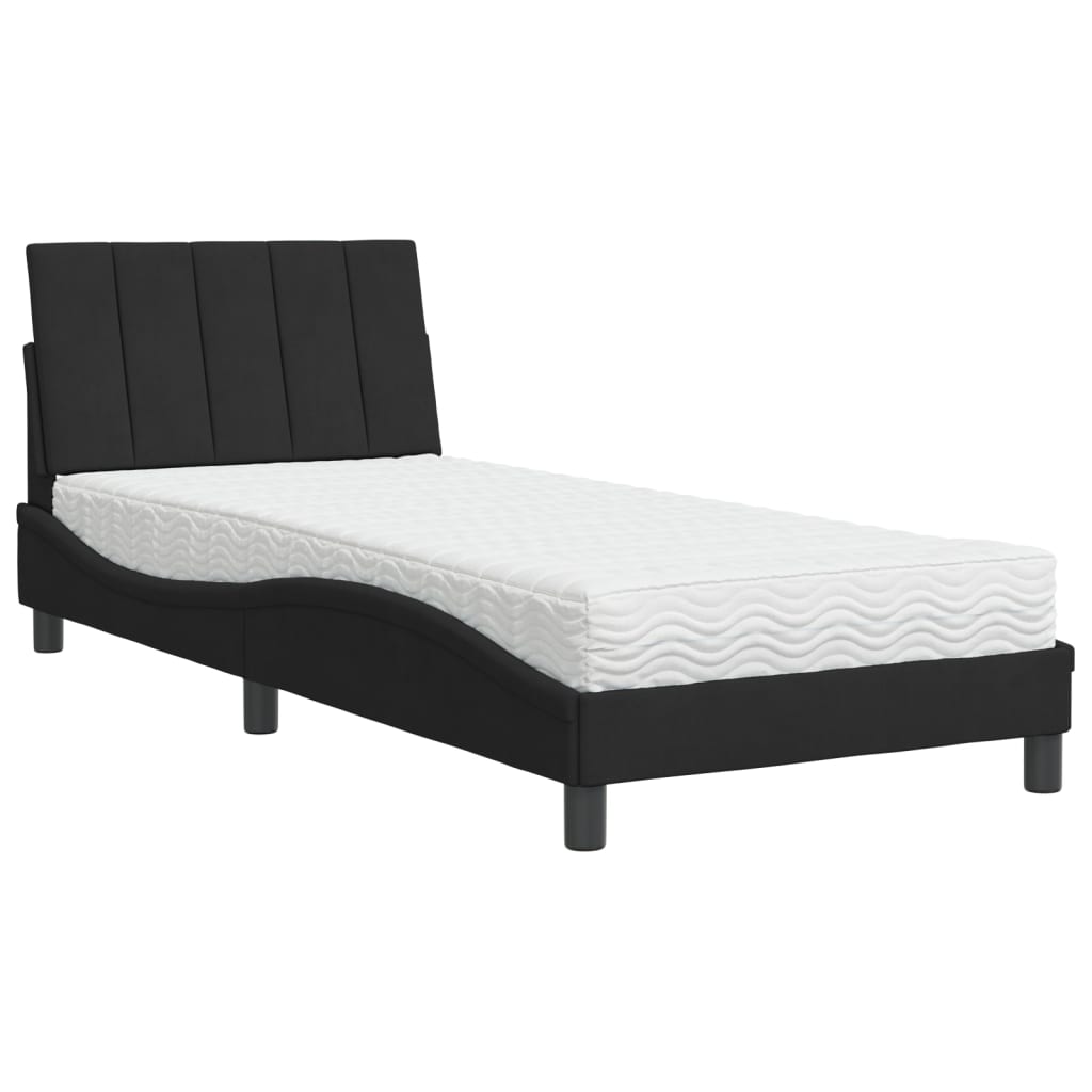 Krevet s madracem Hanko crni 80 x 200 cm baršunasti