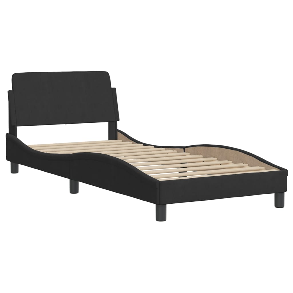 Krevet s madracem Hanko crni 80 x 200 cm baršunasti