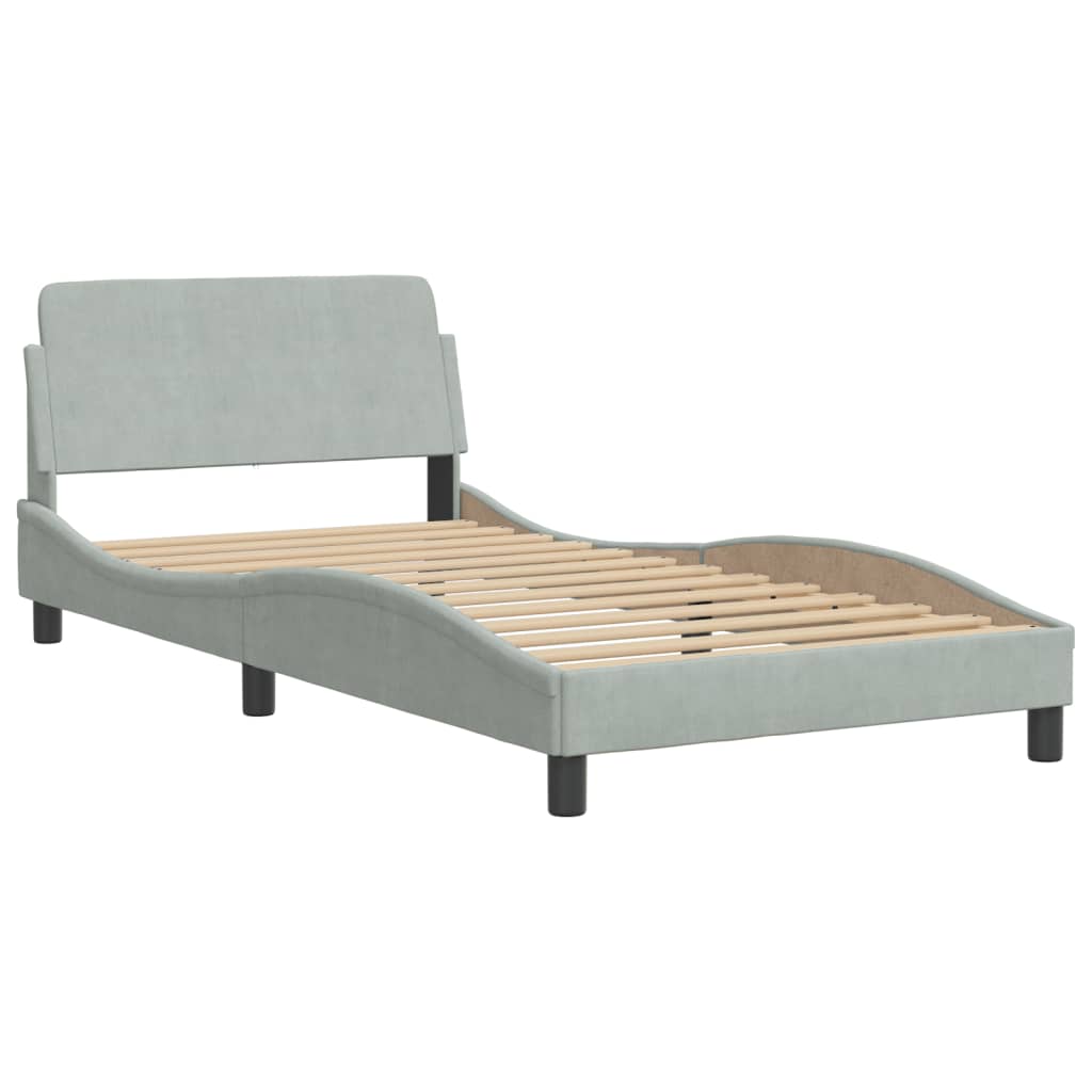 Krevet s madracem Hanko svjetlosivi 100x200 cm baršunasti