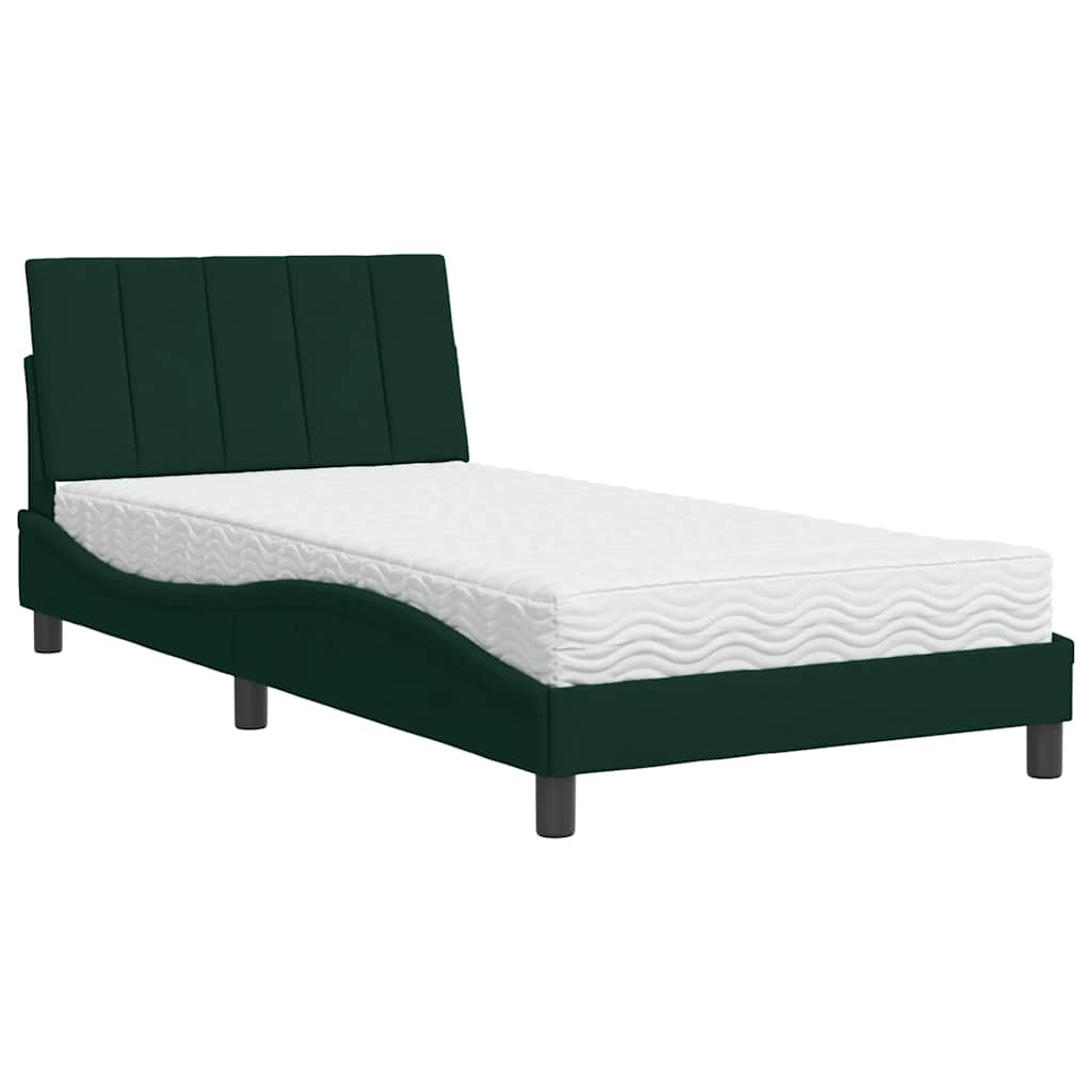 Krevet s madracem Hanko tamnozeleni 100x200 cm baršunasti