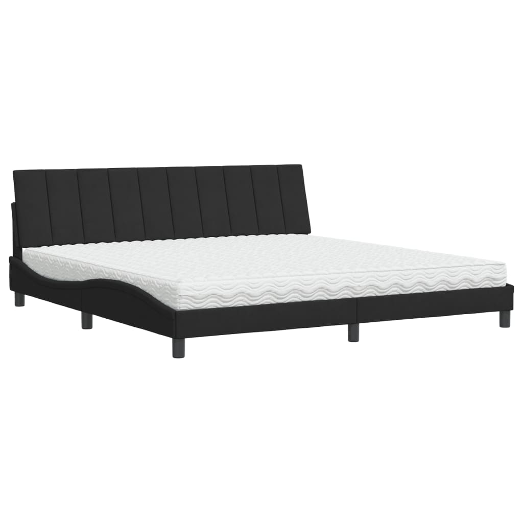 Krevet s madracem Hanko crni 200x200 cm baršunasti