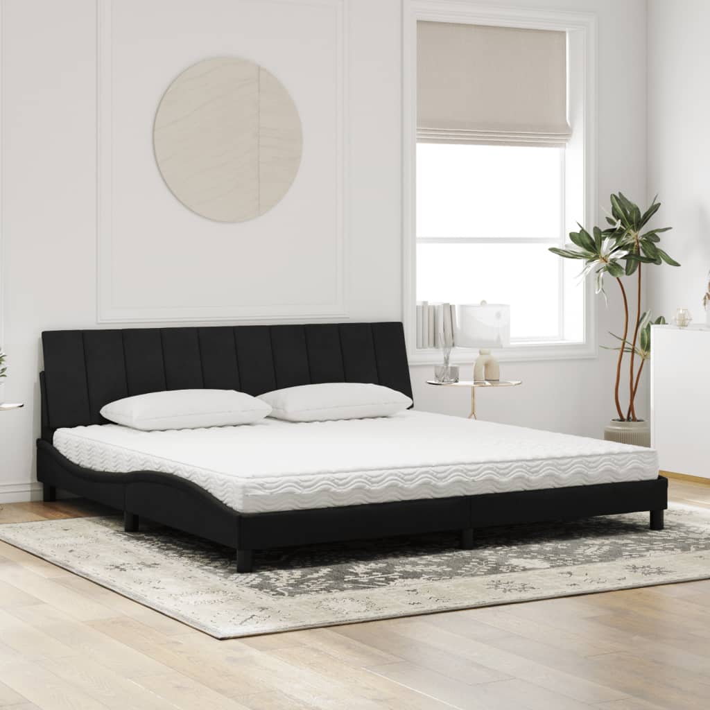 Krevet s madracem Hanko crni 200x200 cm baršunasti