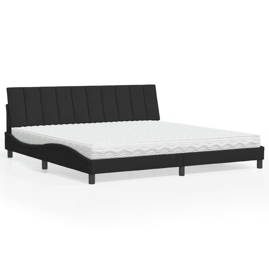 Krevet s madracem Hanko crni 200x200 cm baršunasti