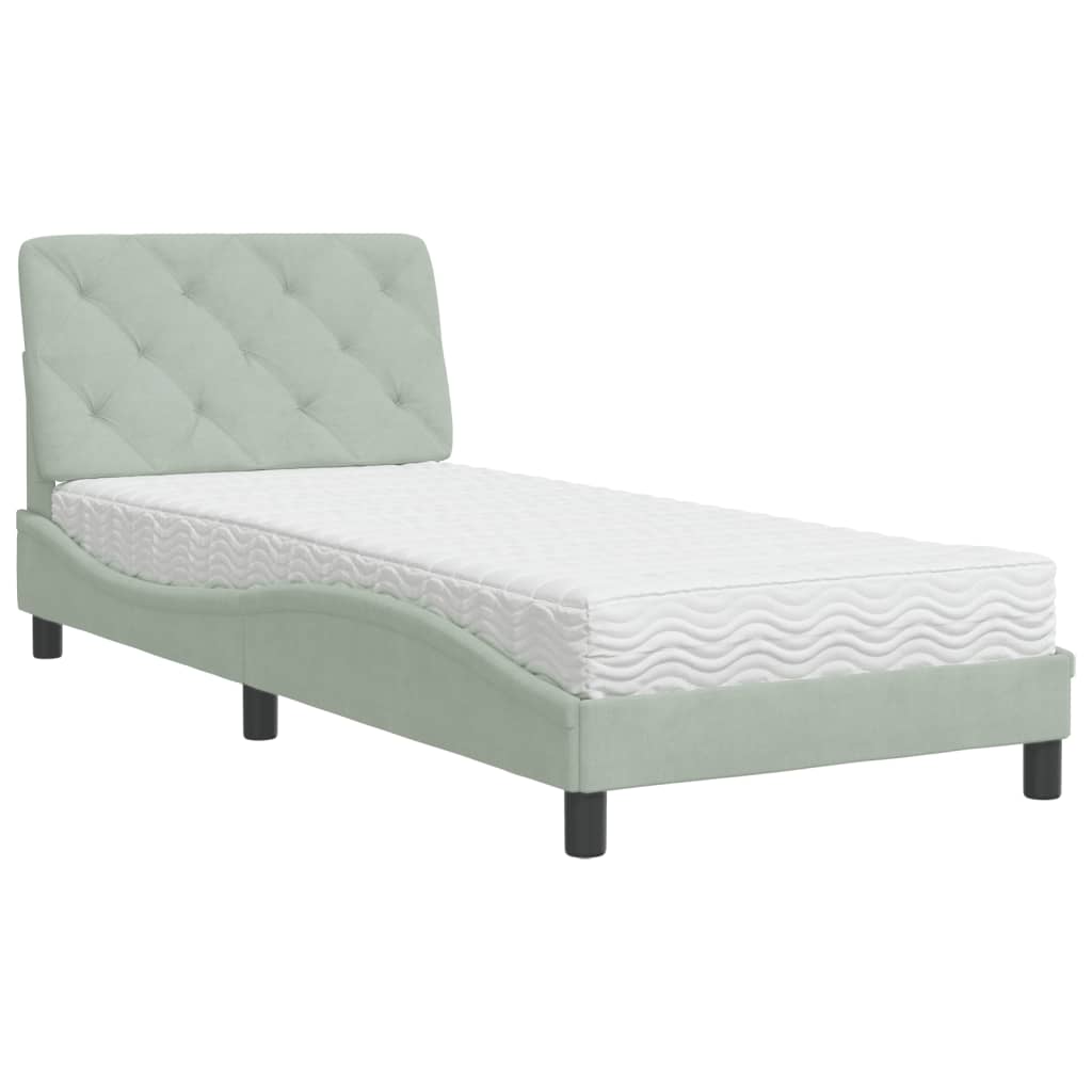 Krevet s madracem svjetlosivi 80 x 200 cm baršunasti