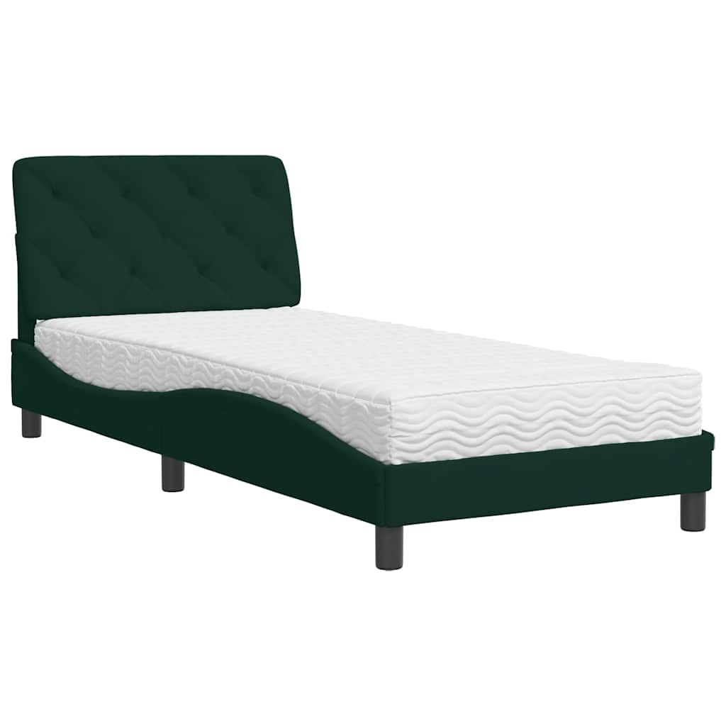 Krevet s madracem tamnozeleni 80 x 200 cm baršunasti