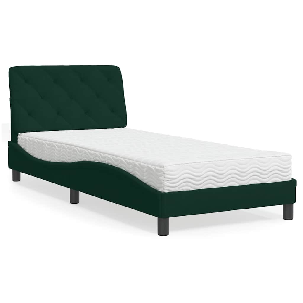 Krevet s madracem tamnozeleni 80 x 200 cm baršunasti