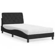 Krevet s madracem crni 100x200 cm baršunasti