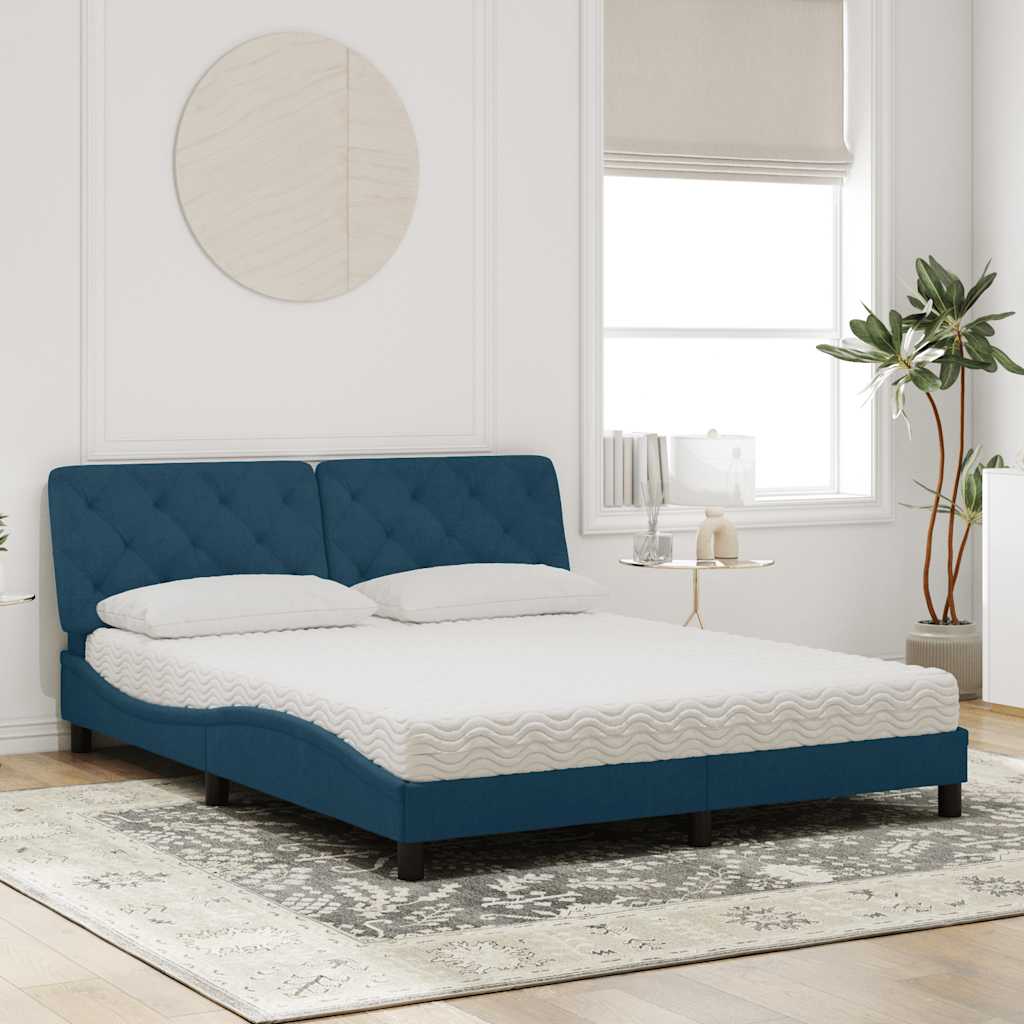 Krevet s madracem plavi 160x200 cm baršunasti