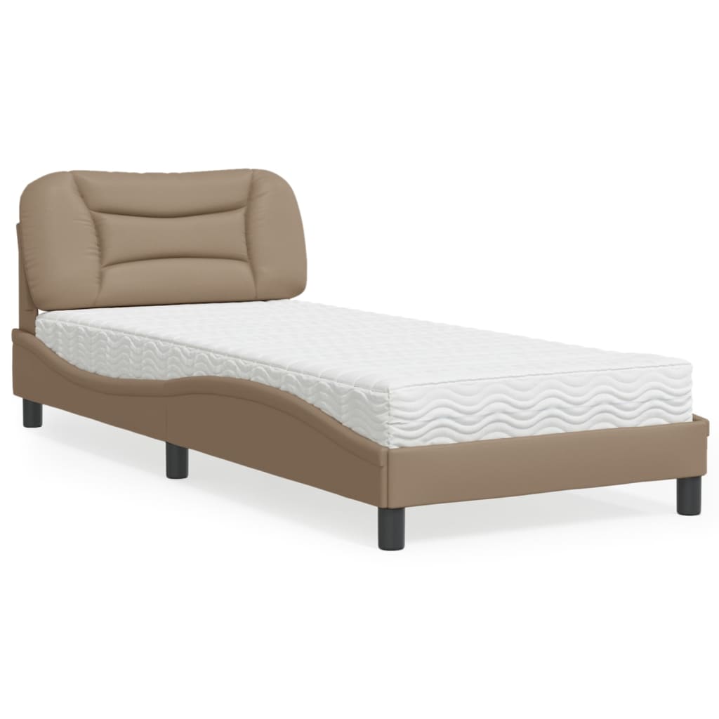 Krevet s madracem Hvar cappuccino boje 80 x 200 cm od umjetne kože