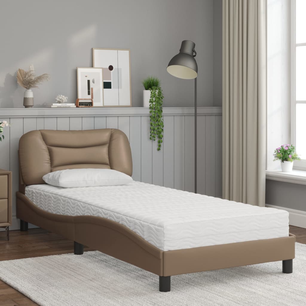 Krevet s madracem Hvar cappuccino boje 80 x 200 cm od umjetne kože