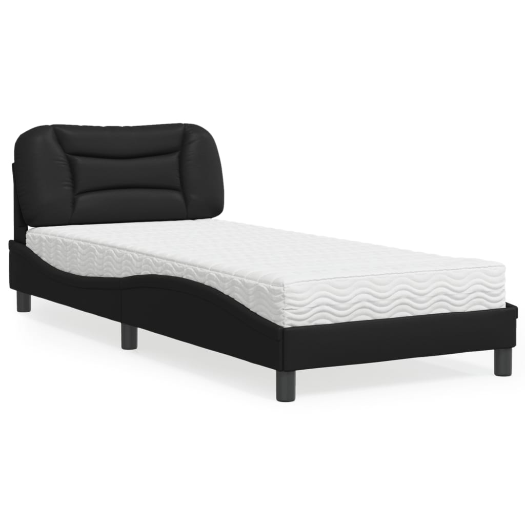 Krevet s madracem Hvar crni 90x190 cm od umjetne kože