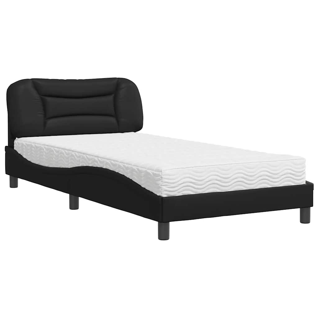 Krevet s madracem Hvar crni 100 x 200 cm od umjetne kože
