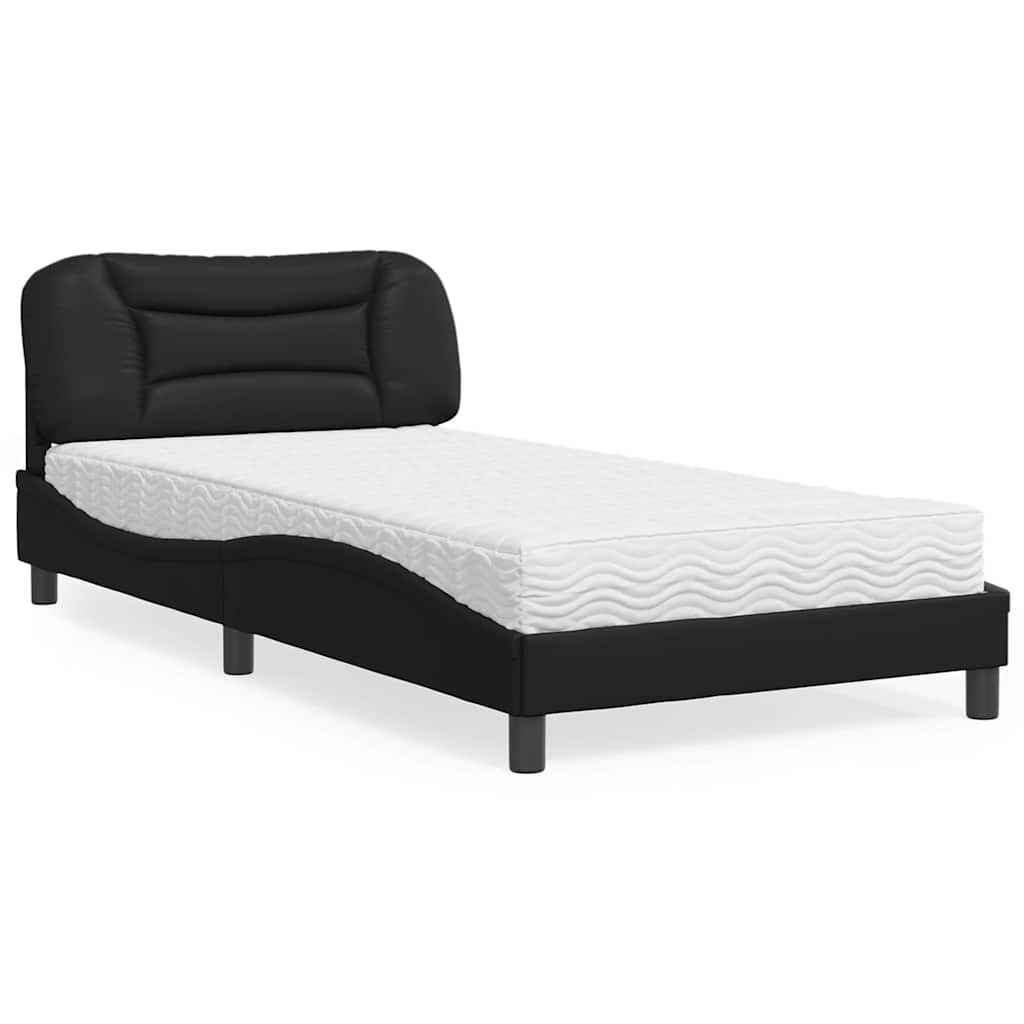 Krevet s madracem Hvar crni 100 x 200 cm od umjetne kože