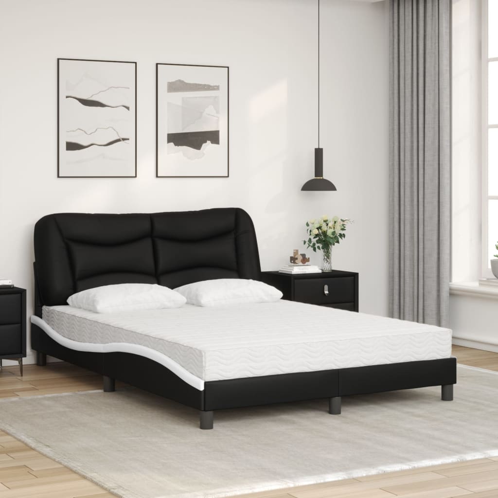 Krevet s madracem Hvar crno-bijeli 120 x 200 cm od umjetne kože