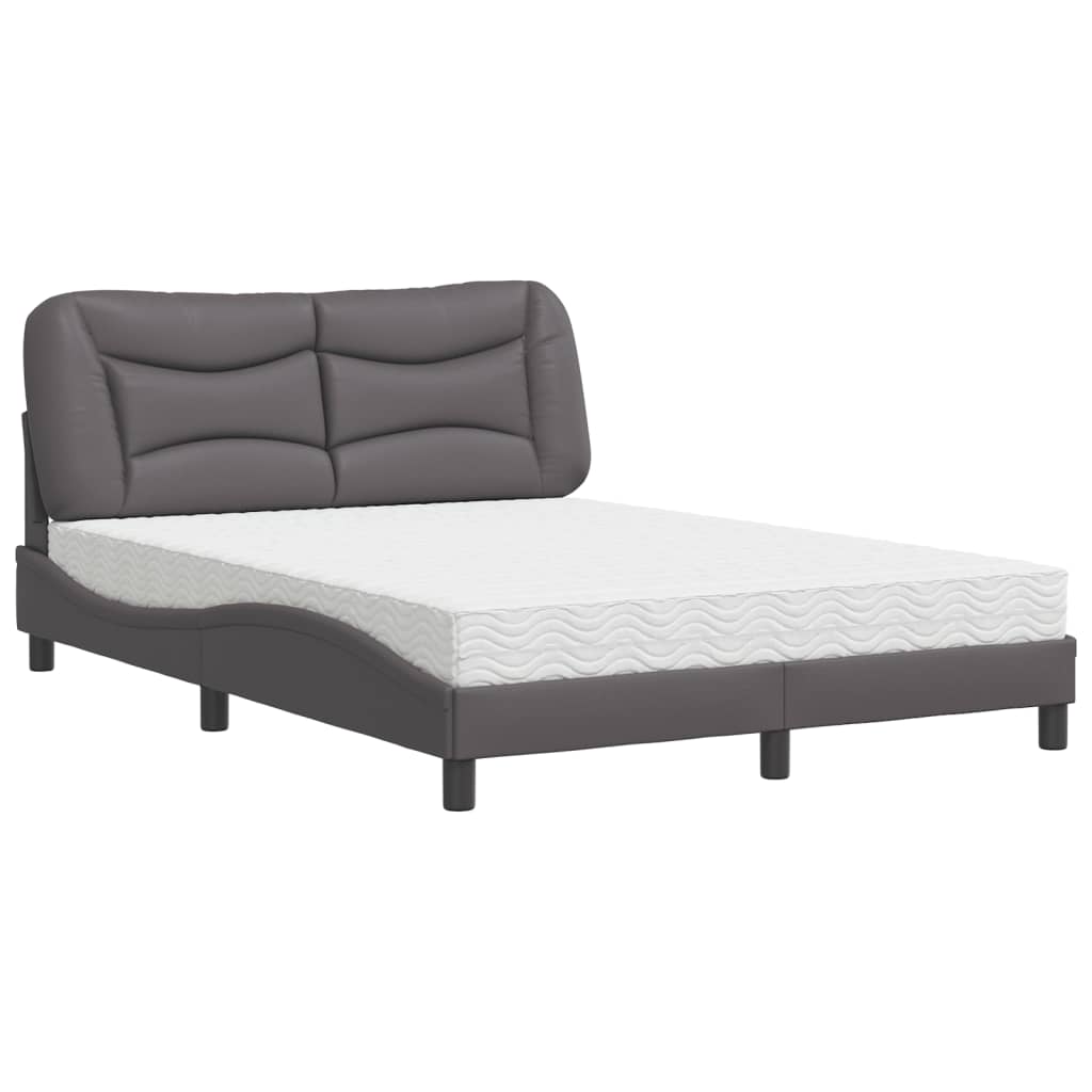 Krevet s madracem Hvar sivi 140x190 cm od umjetne kože