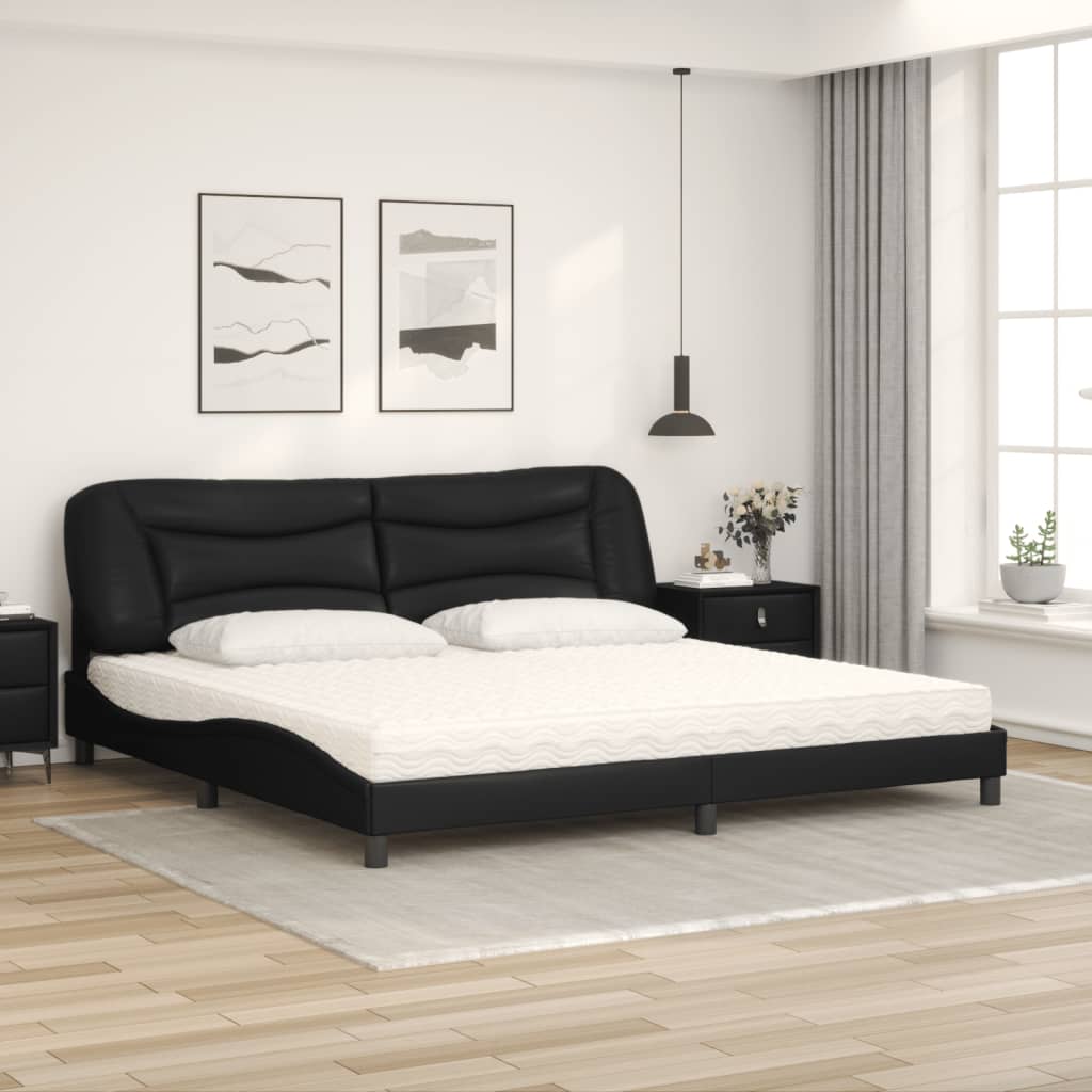 Krevet s madracem Hvar crni 200x200 cm od umjetne kože