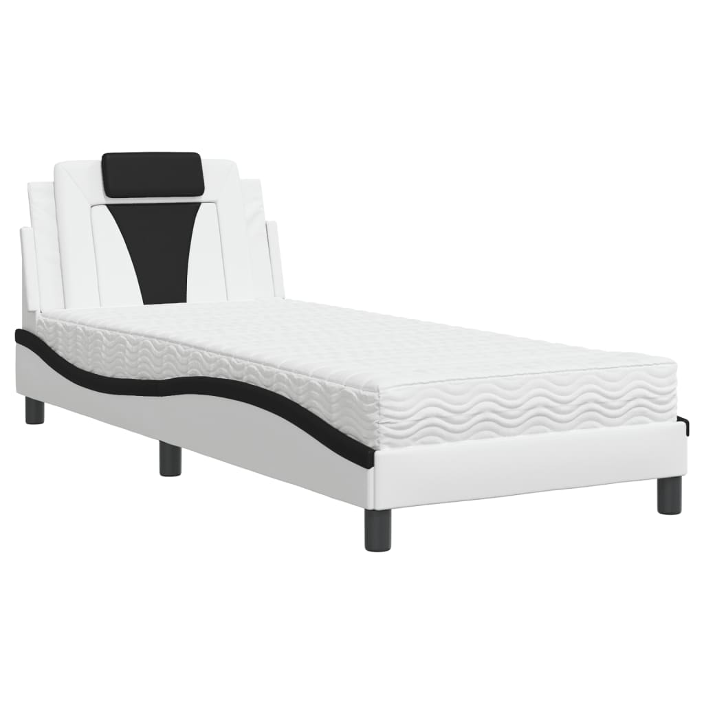 Krevet Viana s madracem bijelo-crni 80 x 200 cm od umjetne kože