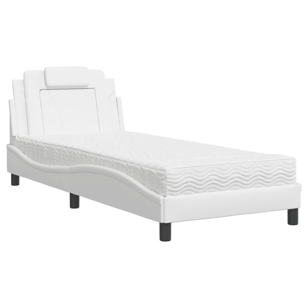 Krevet Viana s madracem bijeli 90 x 200 cm od umjetne kože