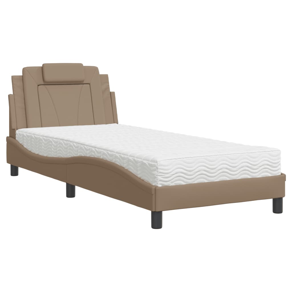 Krevet Viana s madracem boja cappuccina 90 x 200 cm od umjetne kože