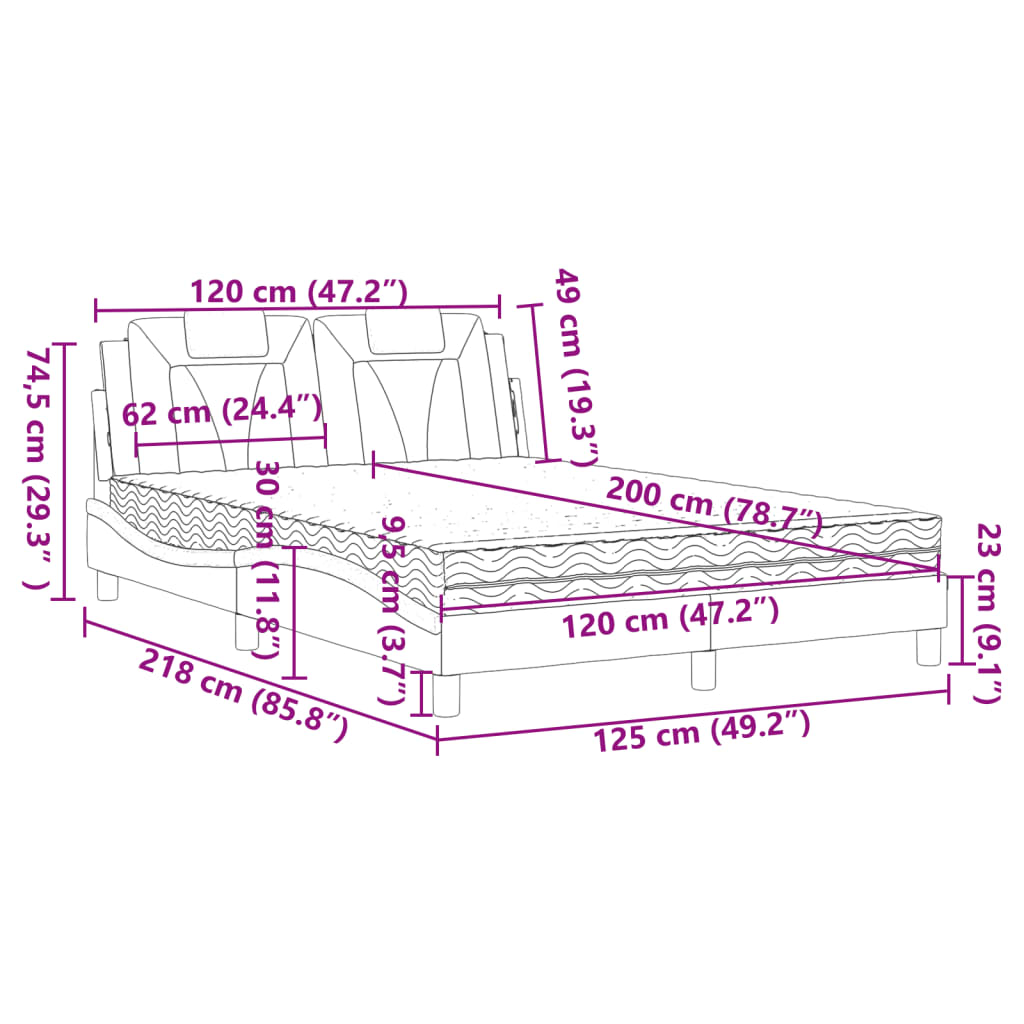 Krevet Viana s madracem crni 120 x 200 cm od umjetne kože