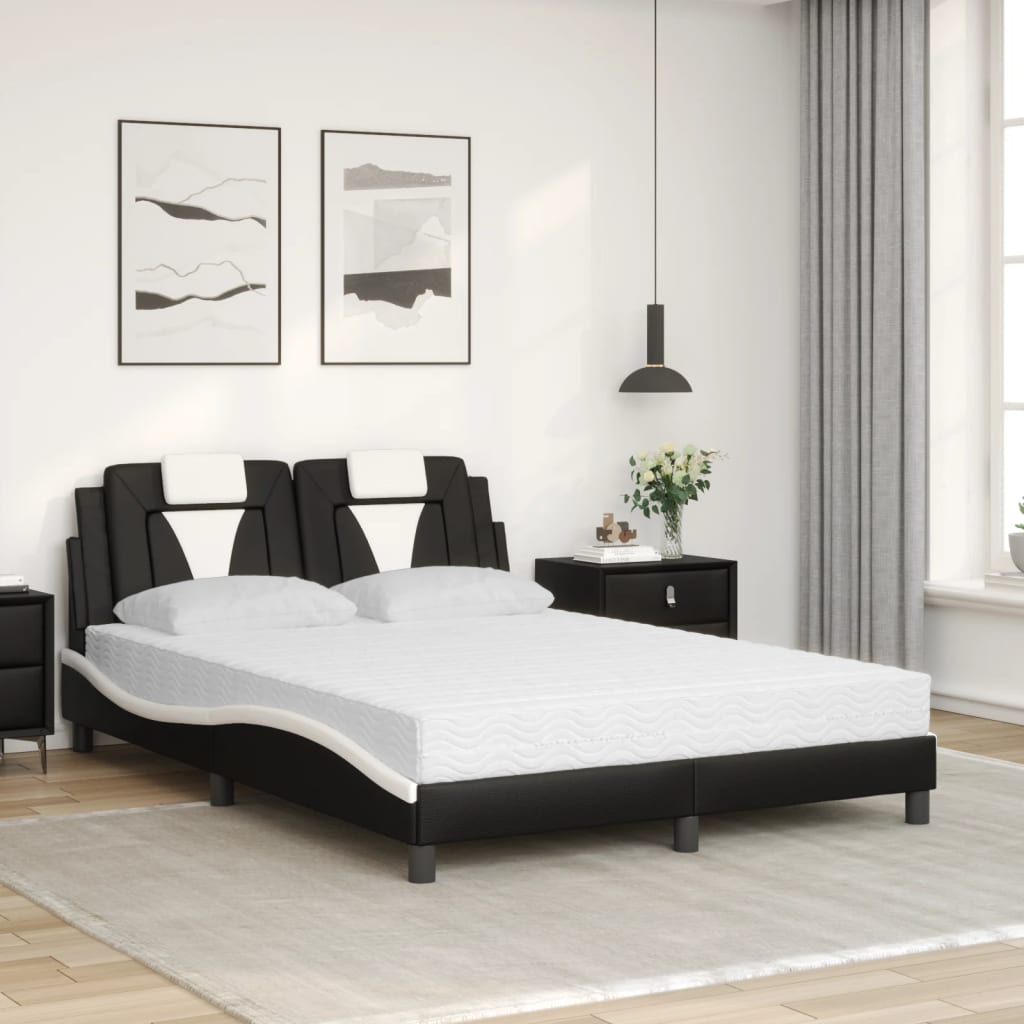 Krevet Viana s madracem crno-bijeli 120 x 200 cm od umjetne kože