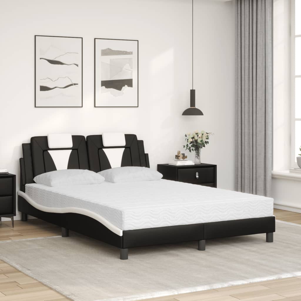 Krevet Viana s madracem crno-bijeli 140 x 200 cm od umjetne kože