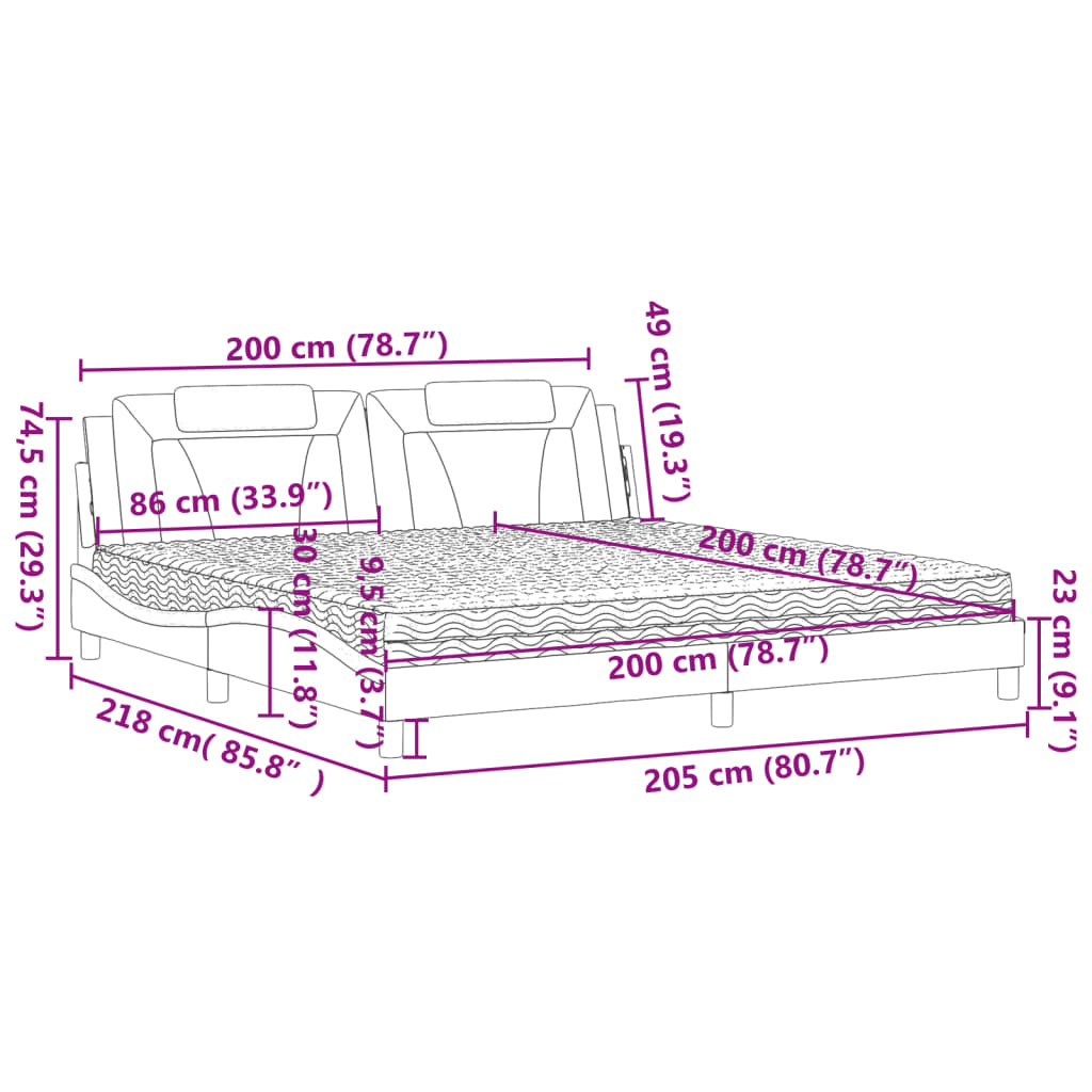 Krevet Viana s madracem cappuccino 200x200cm umjetna koža