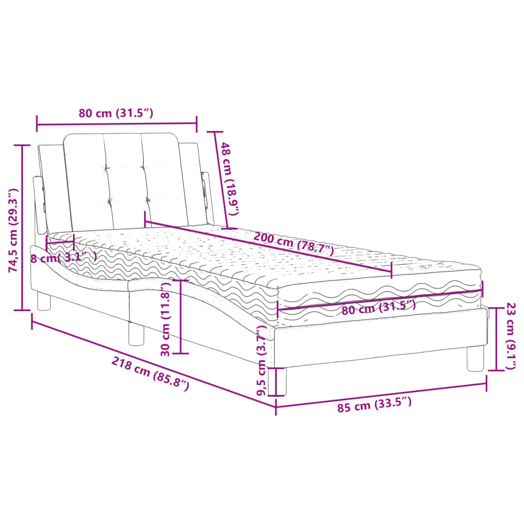 Okvir kreveta bez madraca Zadar crni 80 x 200 cm od umjetne kože