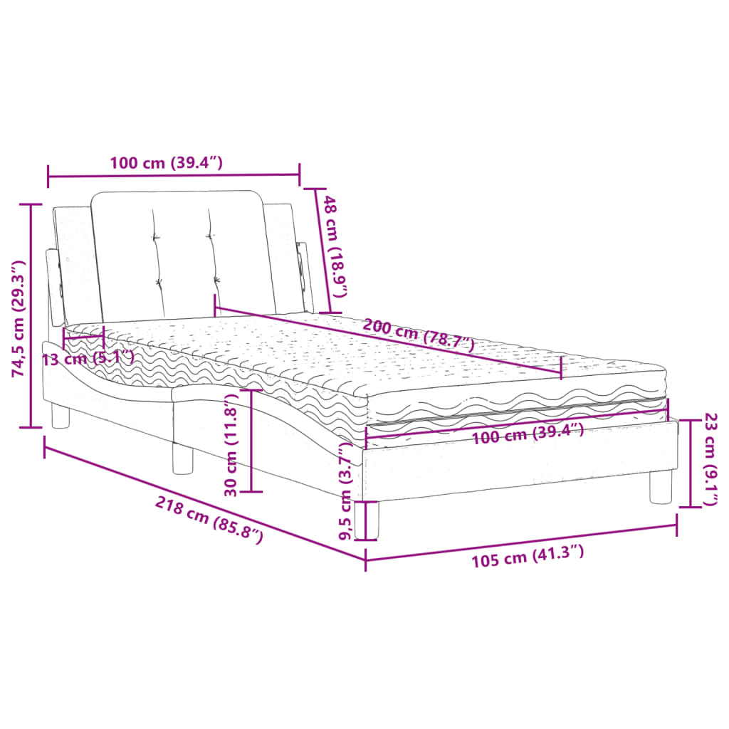 Okvir kreveta bez madraca Zadar crni 100 x 200 cm od umjetne kože