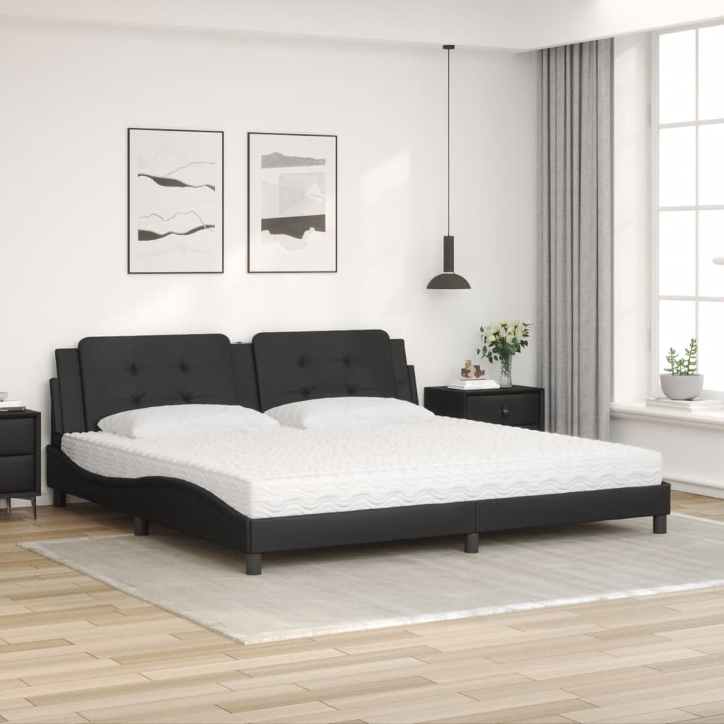 Krevet s madracem Zadar crni 200x200 cm od umjetne kože