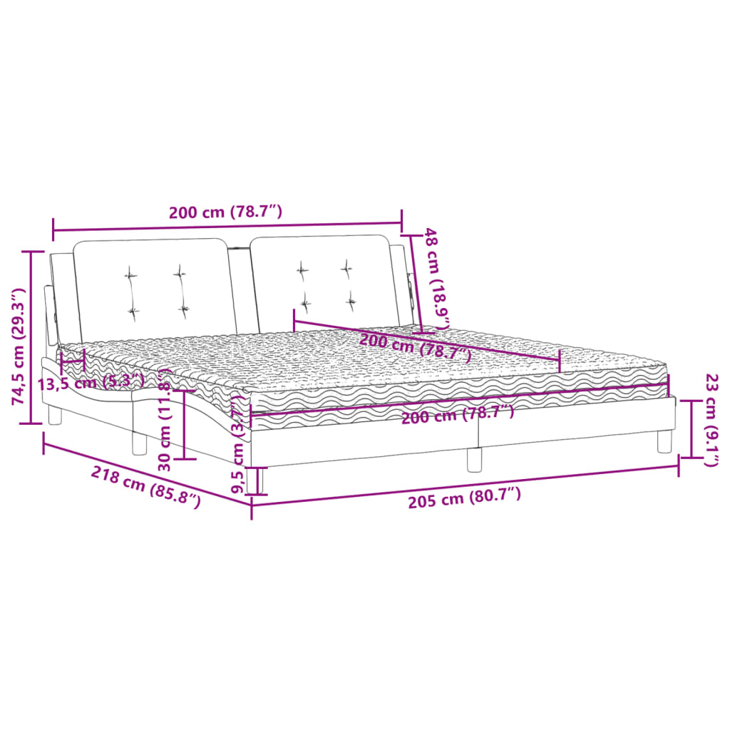 Krevet s madracem Zadar sivi 200 x 200 cm od umjetne kože