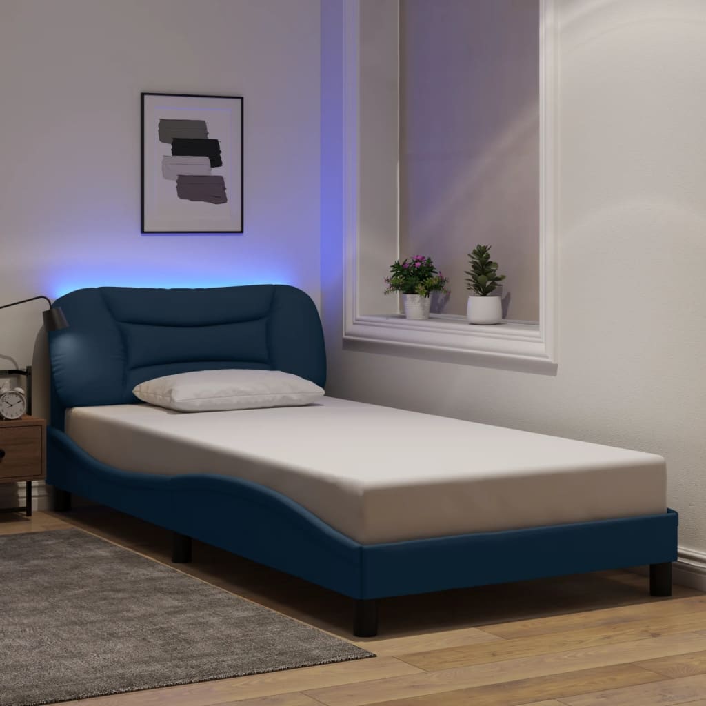 Okvir kreveta s LED-om bez madraca Hvar Plava 100x200 cm tkanina