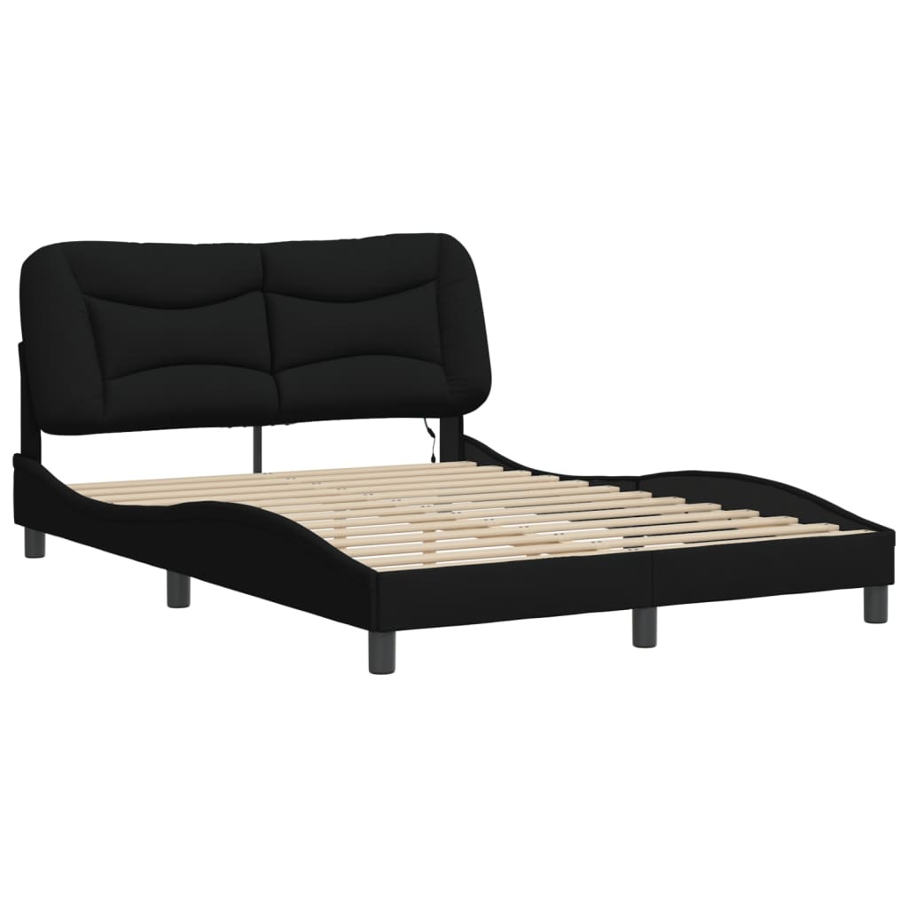 Okvir kreveta s LED-om bez madraca Hvar crni 140 x 190 cm od tkanine