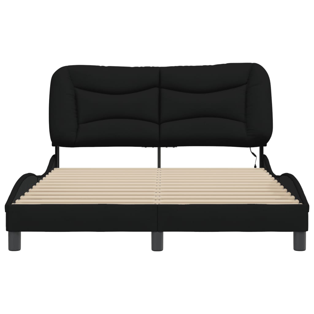 Okvir kreveta s LED-om bez madraca Hvar crni 140 x 190 cm od tkanine