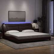 Okvir kreveta s LED-om bez madraca Hvar tamnosmeđi 200x200 cm od tkanine