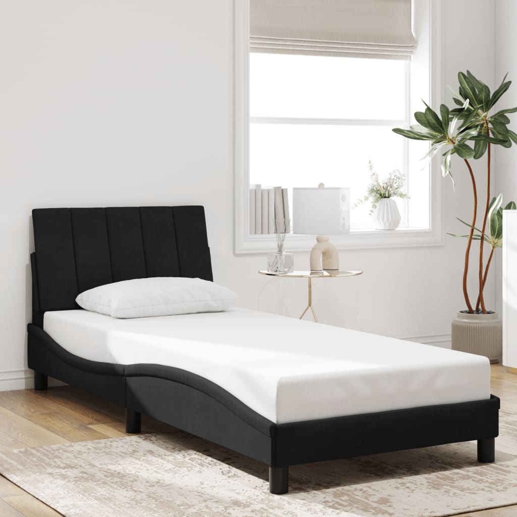 Okvir kreveta s LED-om bez madraca Hanko crni 90 x 190 cm baršunasti
