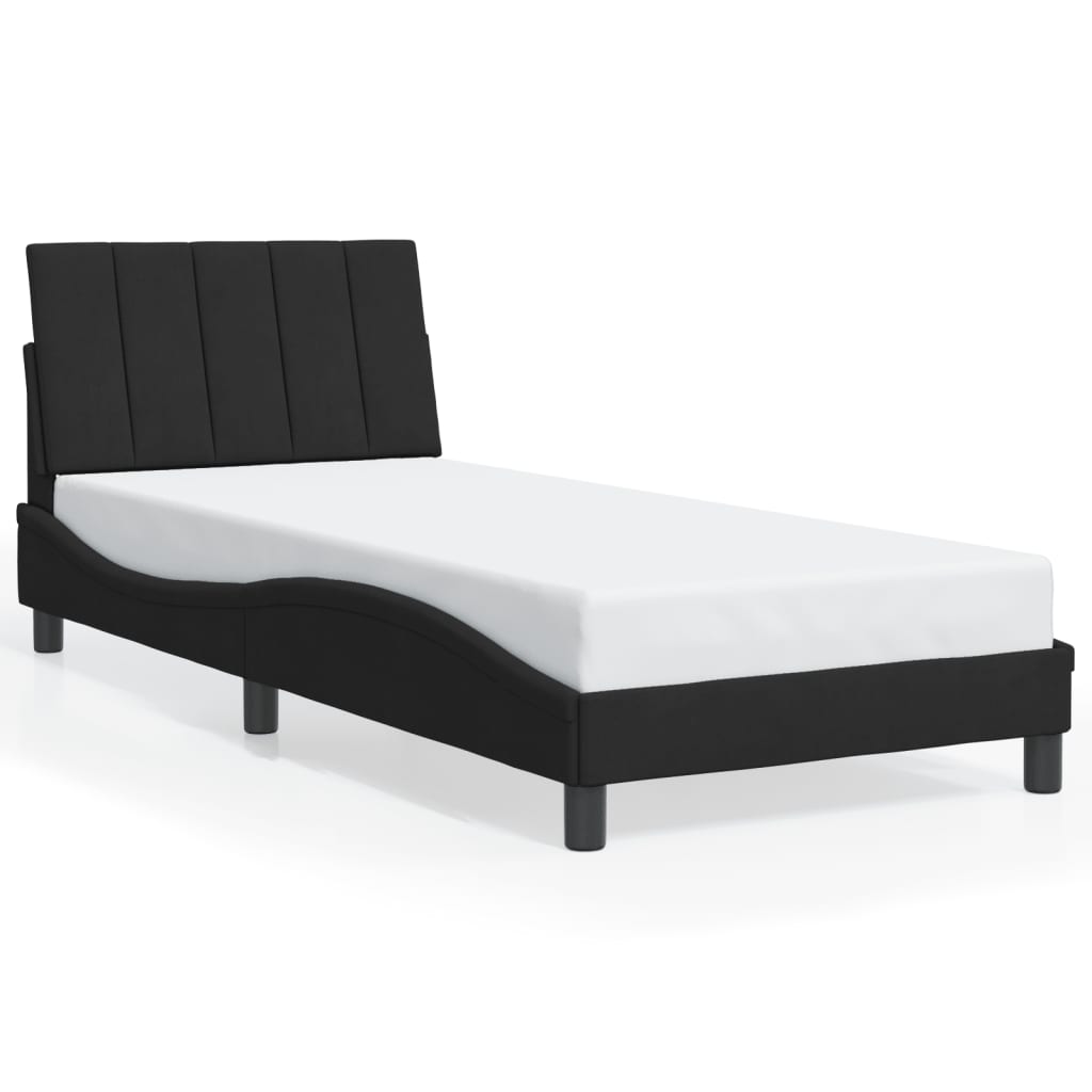Okvir kreveta s LED-om bez madraca Hanko crni 90 x 190 cm baršunasti