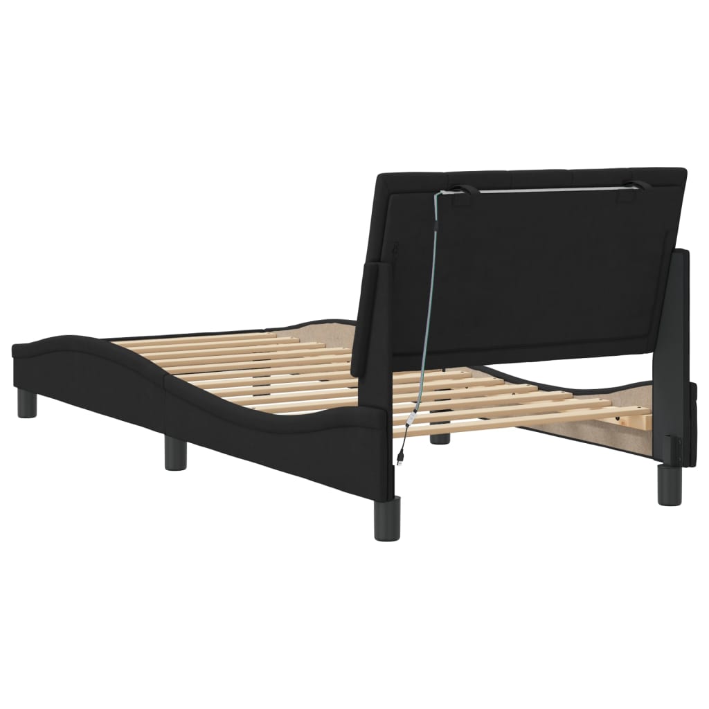 Okvir kreveta s LED-om bez madraca Hanko crni 90 x 190 cm baršunasti