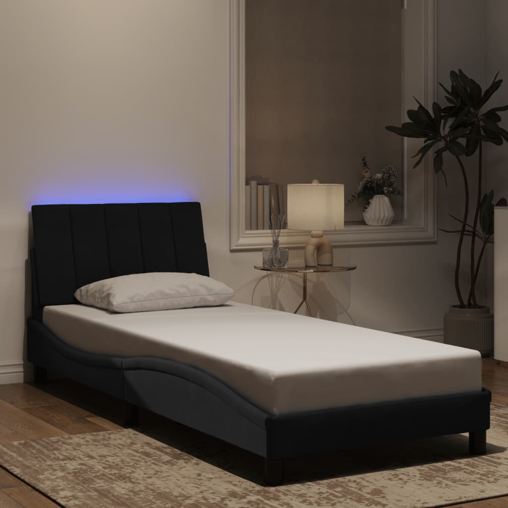 Okvir kreveta s LED-om bez madraca Hanko crni 90 x 190 cm baršunasti